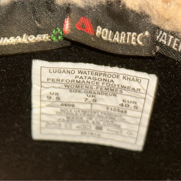 Patagonia Lugano Boots Khaki Suede Waterproof Polartec Primaloft Size 9.5 - Picture 7 of 7